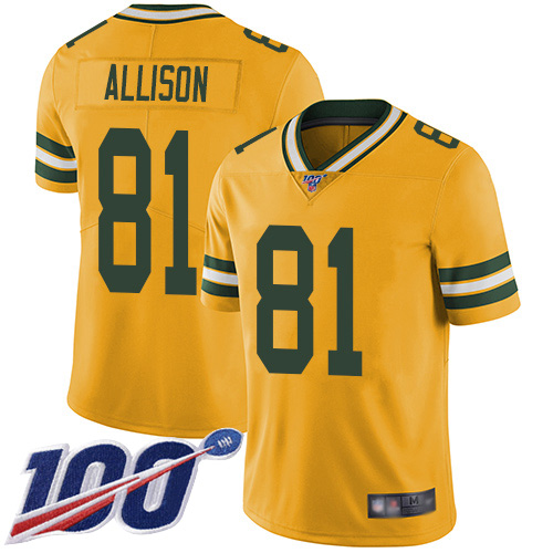 Green Bay Packers Limited Gold Men #81 Allison Geronimo Jersey Nike NFL 100th Season Rush Vapor Untouchable